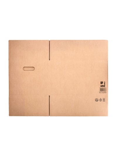 Caja para embalar q-connect americana con fondo automaticoy asas carton canal simple 5 mm color kraft 425x300x200 mm