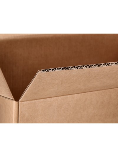 Caja para embalar q-connect americana con fondo automaticoy asas carton canal simple 5 mm color kraft 425x300x200 mm