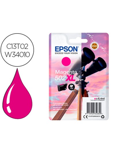 Ink-jet epson 502 xl expression home xp 5100 / 5105 workforce wf 2860 / 2860dwf magenta 470 paginas
