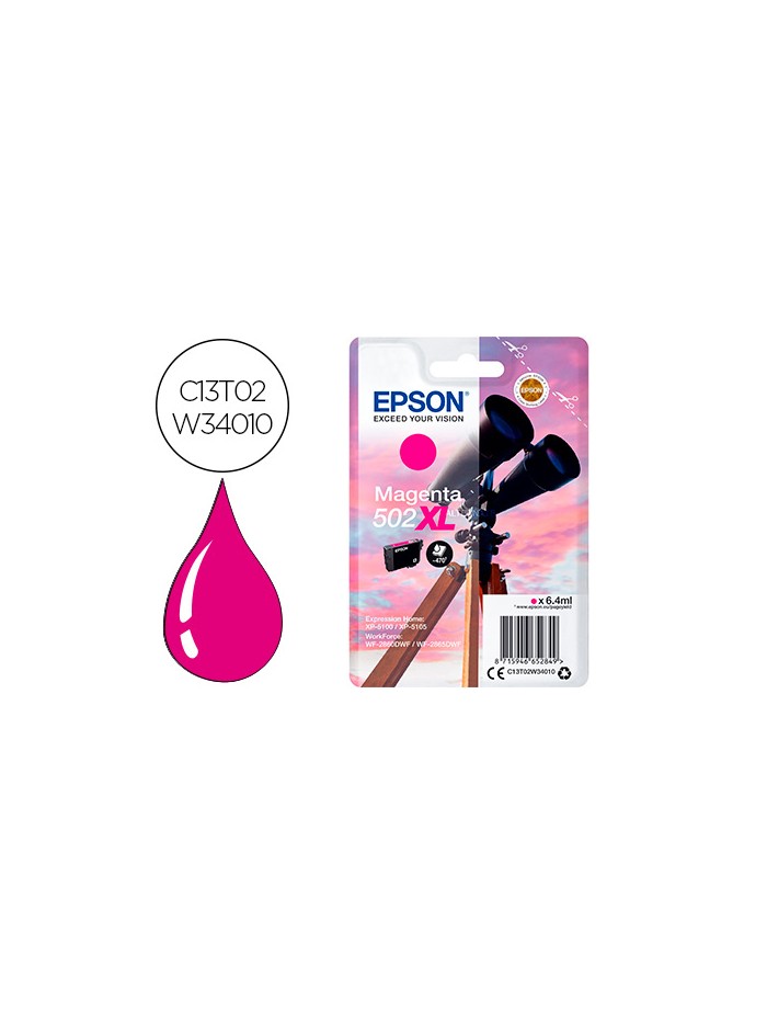 Ink-jet epson 502 xl expression home xp 5100 / 5105 workforce wf 2860 / 2860dwf magenta 470 paginas Ink-jet epson 502 xl expression home xp 5100 / 5105 workforce wf 2860 / 2860dwf magenta 470 paginas