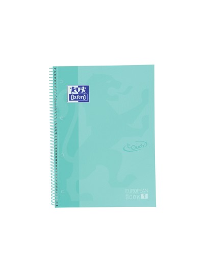 Cuaderno espiral oxford ebook 1 school touch te din a4+ 80 hojas cuadro 5 mm con margen mint pastel