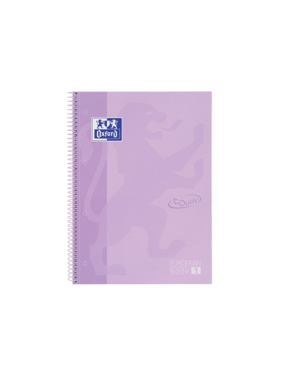 Cuaderno espiral oxford ebook 1 school touch te din a4+ 80 hojas cuadro 5 mm con margen malva pastel