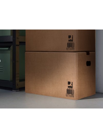 Caja para embalar q-connect americana con fondo automaticoy asas carton canal simple 5 mm color kraft 425x300x200 mm