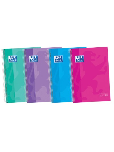 Cuaderno espiral oxford ebook 5 tapa extradura din a4+ 120 hojas cuadro 5 mm con margen tendencia 50% hojas gratis