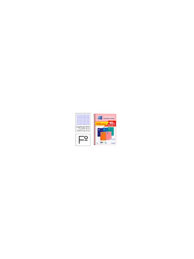 Cuaderno espiral oxford tapa plastico folio 80 hojas cuadro 4 mm pack 5 unidades colores tendecias