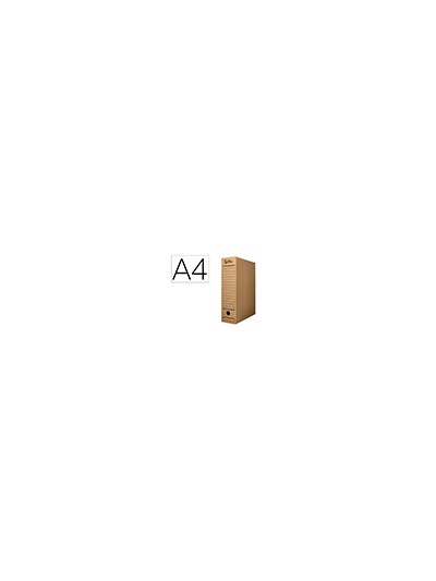 Caja archivo definitivo liderpapel din a4 carton reciclado 325g/m2 lomo 82 mm kraft 325x82x250 mm