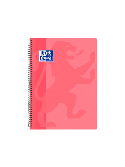 Cuaderno espiral oxford school classic tapa polipropileno folio 80 hojas cuadro 4 mm con margen rosa