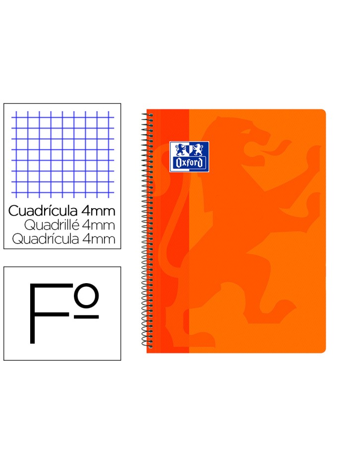 Cuaderno espiral oxford school classic tapa polipropileno folio 80 hojas cuadro 4 mm con margen Cuaderno espiral oxford school classic tapa polipropileno folio 80 hojas cuadro 4 mm con margen