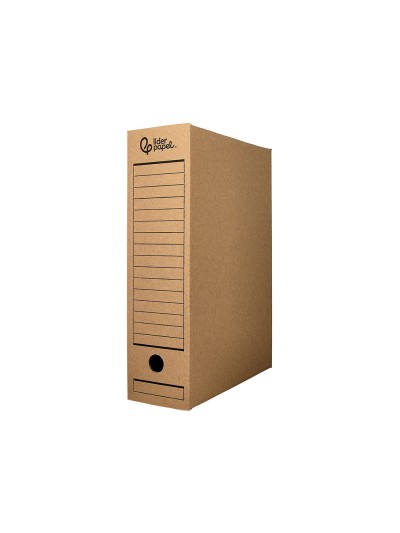Caja archivo definitivo liderpapel din a4 carton reciclado 325g/m2 lomo 82 mm kraft 325x82x250 mm