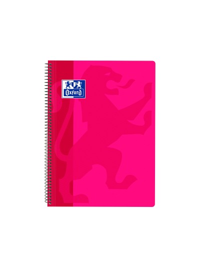 Cuaderno espiral oxford school classic tapa polipropileno folio 80 h cuadro 4 mm con margen fucsia