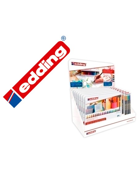 Rotulador edding punta fibra 1200 caja metalica 20 colores surtidos exp.8 unidades + 8 blister 4 edding 1340 regalo