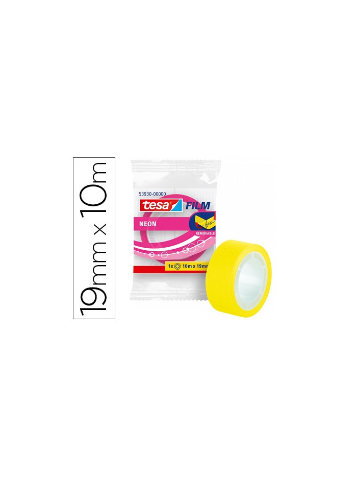 Cinta adhesiva tesa film neon 10 mt x 19 mm amarillo/rosa encelofanada Cinta adhesiva tesa film neon 10 mt x 19 mm amarillo/rosa encelofanada