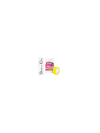 Cinta adhesiva tesa film neon 10 mt x 19 mm amarillo/rosa encelofanada