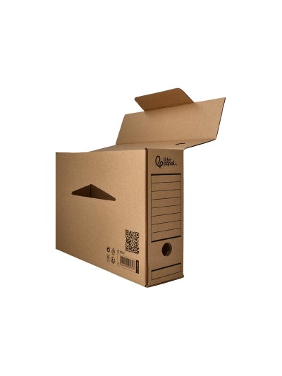 Caja archivo definitivo liderpapel din a4 carton reciclado 325g/m2 lomo 82 mm kraft 325x82x250 mm