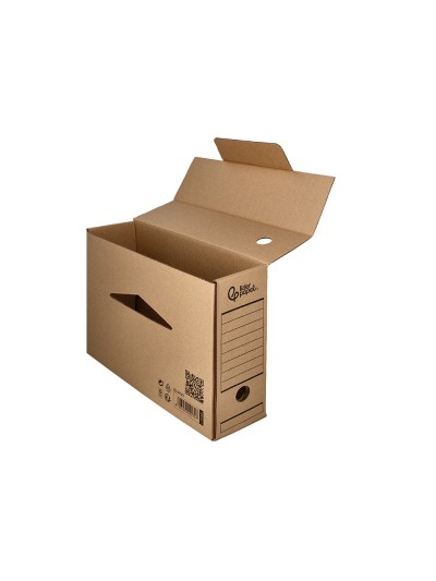 Caja archivo definitivo liderpapel din a4 carton reciclado 325g/m2 lomo 82 mm kraft 325x82x250 mm