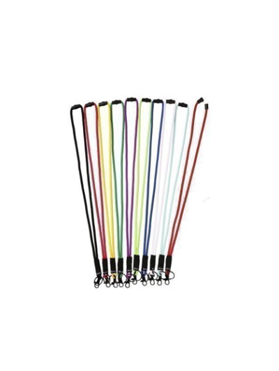 Cordon colgante para identific ador tarifold textil con llavero y mosqueton 43 cm negro pack de 10 unidades