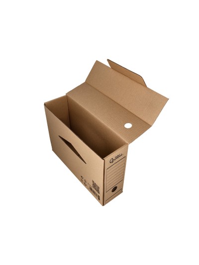 Caja archivo definitivo liderpapel din a4 carton reciclado 325g/m2 lomo 82 mm kraft 325x82x250 mm