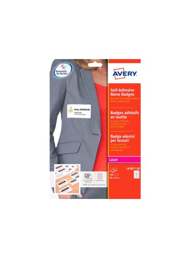 Identificativo adhesivo avery acetato de seda tamaño 80x50 mm removible laser caja de 100unidades