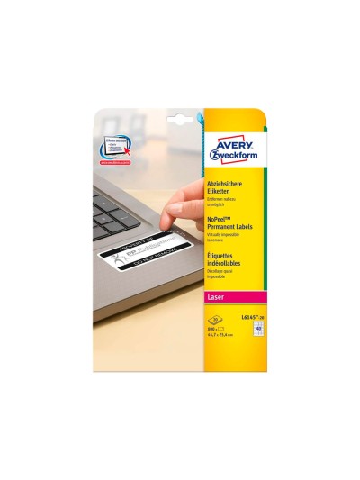 Etiqueta adhesiva resistente avery 45,7x25,4 mm permanente laser blanca caja de 800 unidades