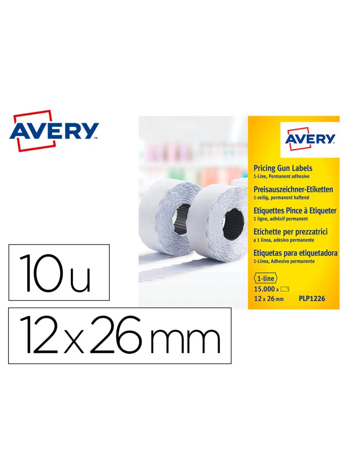 Etiqueta avery 1 linea adhesivo permanente 26x12 mm blanca rollo 1500 unidades caja de 10 unidades Etiqueta avery 1 linea adhesivo permanente 26x12 mm blanca rollo 1500 unidades caja de 10 unidades