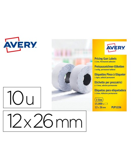 Etiqueta avery 1 linea adhesivo permanente 26x12 mm blanca rollo 1500 unidades caja de 10 unidades