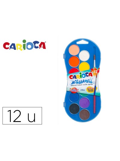 Acuarela carioca 12 colores con pincel estuche de plastico