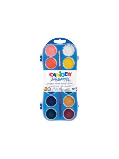 Acuarela carioca 12 colores con pincel estuche de plastico
