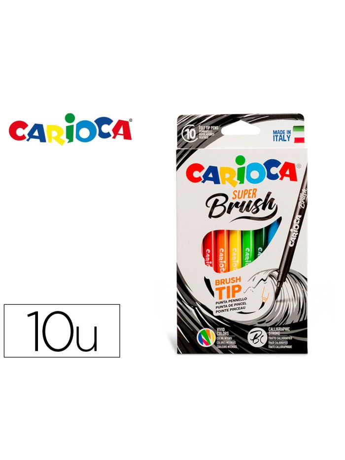 Rotulador carioca super brush caja de 10 unidades colores surtidos Rotulador carioca super brush caja de 10 unidades colores surtidos