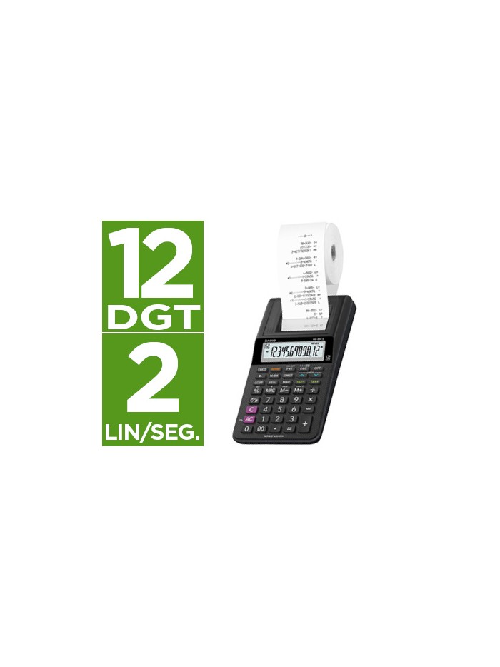 Calculadora casio impresora pantalla lc papel 58mm hr-8rce12 digitos ac/dc pilas color negro Calculadora casio impresora pantalla lc papel 58mm hr-8rce12 digitos ac/dc pilas color negro