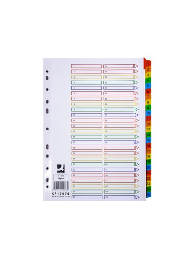 Separador numerico q-connect carton 1-50 juego de 50 separadores din a4 multitaladro