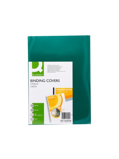 Tapa de encuadernacion q-connect pvc din a4 opaca verde 180 micras caja de 100 unidades