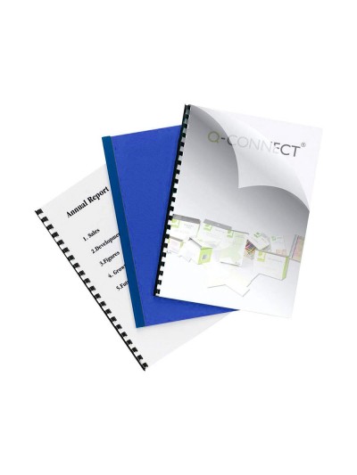 Tapa de encuadernacion q-connect pvc din a4 opaca azul 180 micras caja de 100 unidades