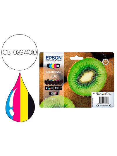 Ink-jet epson 202 xl xp-6000 / xp-6005 / xp-6100 / xp-6105 pack 5 negro amarillo cian magenta photo negro 650 pag