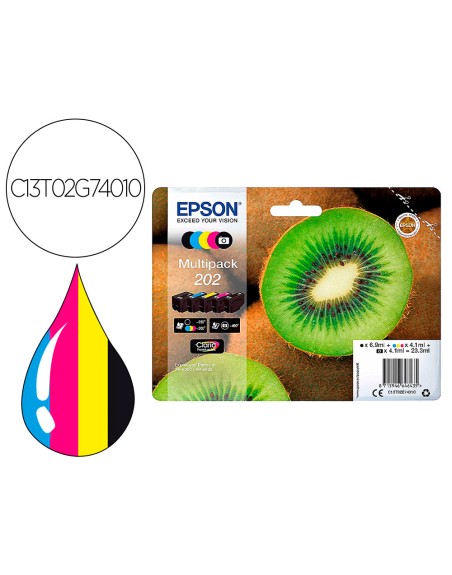 Ink-jet epson 202 xl xp-6000 / xp-6005 / xp-6100 / xp-6105 pack 5 negro amarillo cian magenta photo negro 650 pag