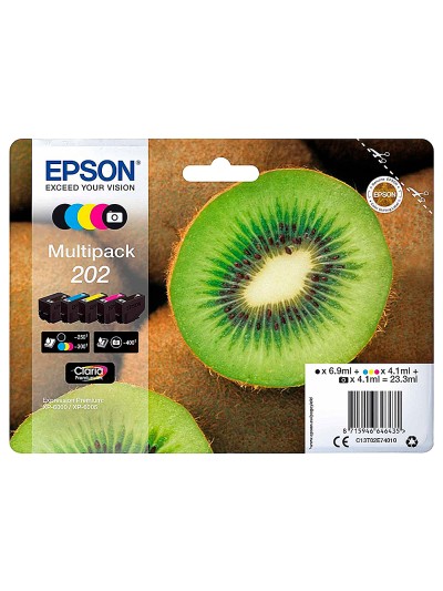 Ink-jet epson 202 xl xp-6000 / xp-6005 / xp-6100 / xp-6105 pack 5 negro amarillo cian magenta photo negro 650 pag