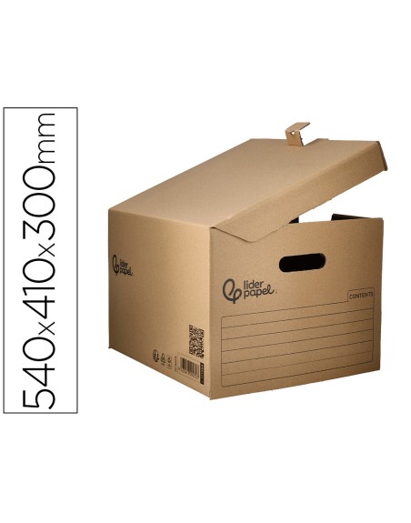 Cajon contenedor liderpapel carton manual para 5 cajas archivo definitvo folio / 6 archivadores a-z 540x410x300mm