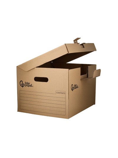 Cajon contenedor liderpapel carton manual para 5 cajas archivo definitvo folio / 6 archivadores a-z 540x410x300mm
