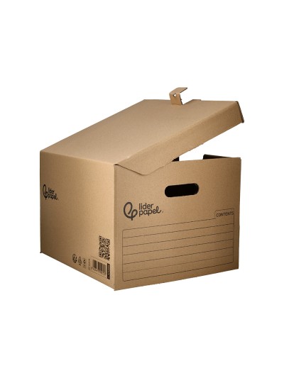 Cajon contenedor liderpapel carton manual para 5 cajas archivo definitvo folio / 6 archivadores a-z 540x410x300mm