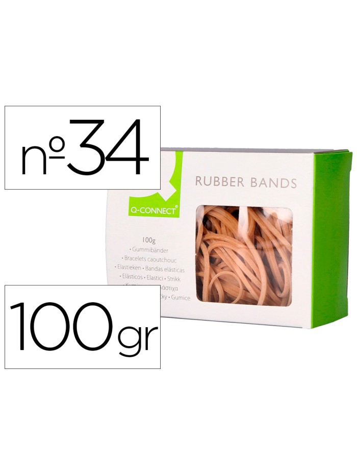 Gomillas elasticas q-connect 100 gr 100x3 mm numero 34 Gomillas elasticas q-connect 100 gr 100x3 mm numero 34