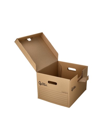 Cajon contenedor liderpapel carton manual para 5 cajas archivo definitvo folio / 6 archivadores a-z 540x410x300mm