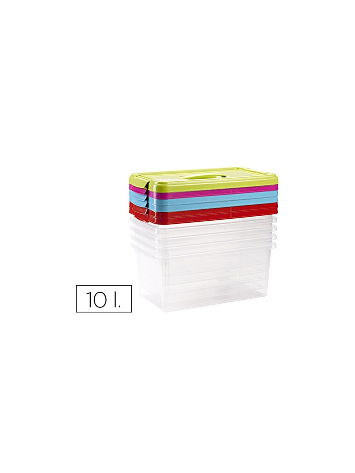 Caja multiusos plastico 10 l numero 24 tapa de color con asa 385x230x175 mm Caja multiusos plastico 10 l numero 24 tapa de color con asa 385x230x175 mm