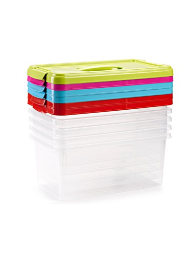 Caja multiusos plastico 10 l numero 24 tapa de color con asa 385x230x175 mm