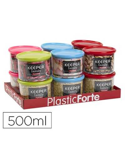 Bote multiusos plastico 500 ml con tapa de color 110x110x80 mm