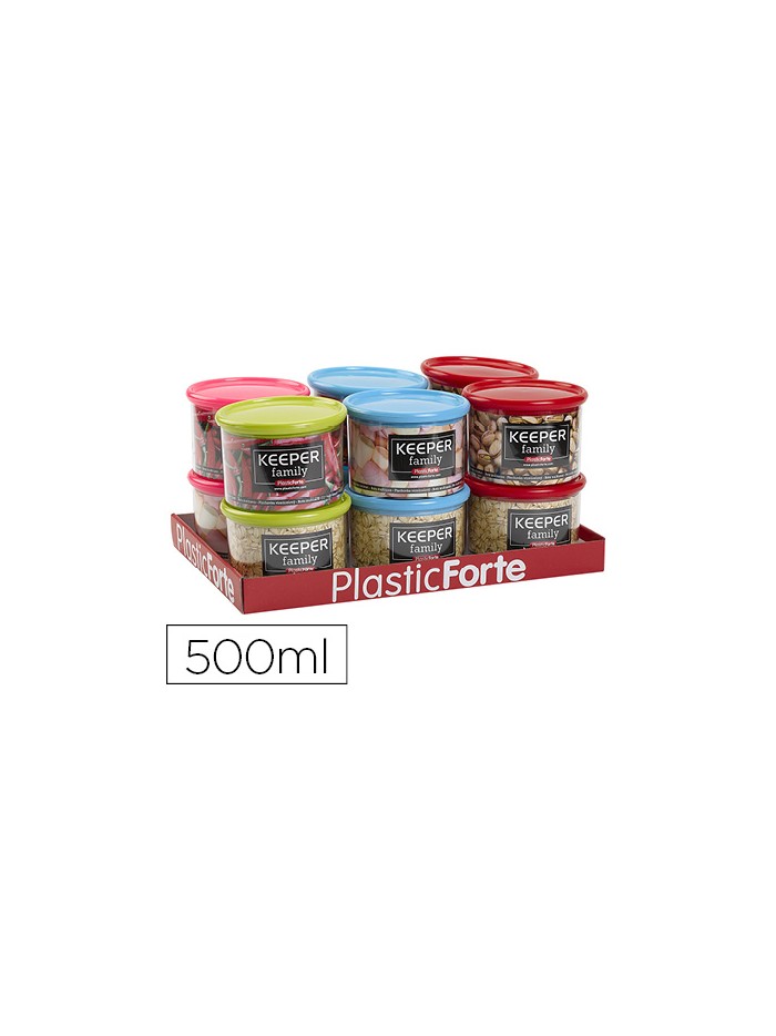 Bote multiusos plastico 500 ml con tapa de color 110x110x80 mm Bote multiusos plastico 500 ml con tapa de color 110x110x80 mm