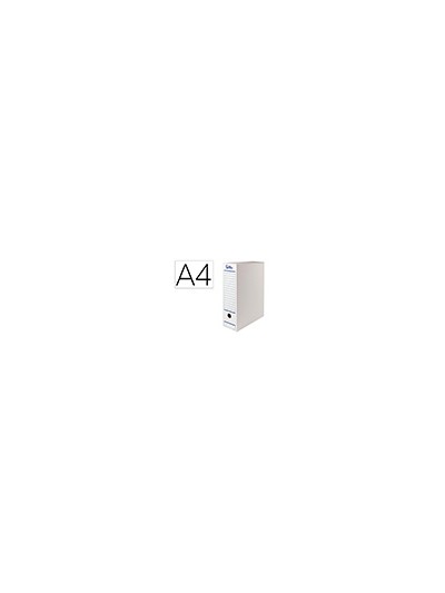 Caja archivo definitivo automatica liderpapel din a4 carton reciclado 325g/m2 lomo 100 mm blanco 360x100x255mm