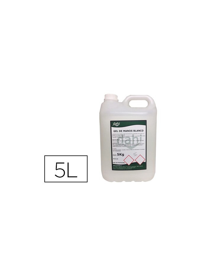 Gel de manos dahi blanco nacarado garrafa de 5 litros Gel de manos dahi blanco nacarado garrafa de 5 litros