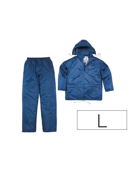 Conjunto de lluvia deltaplus 400 poliester/pvc azul marino talla l
