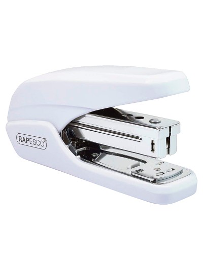 Grapadora rapesco x5-25ps mini capacidad 25 hojas usa grapas 24/6 y 26/6 color blanco