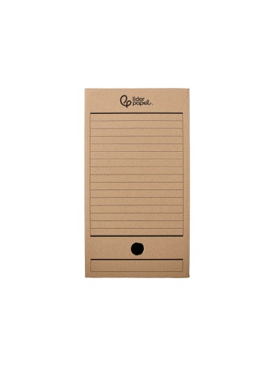 Caja archivo definitivo liderpapel folio doble ancho carton reciclado 400g/m2 lomo 200 mm kraft 367x200x251 mm