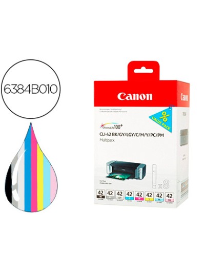 Ink-jet cli-42 canon pixma pro-100 / 100s multipack 8 colores bk /gy / lgy / c / m / y / pc / pm 13 ml